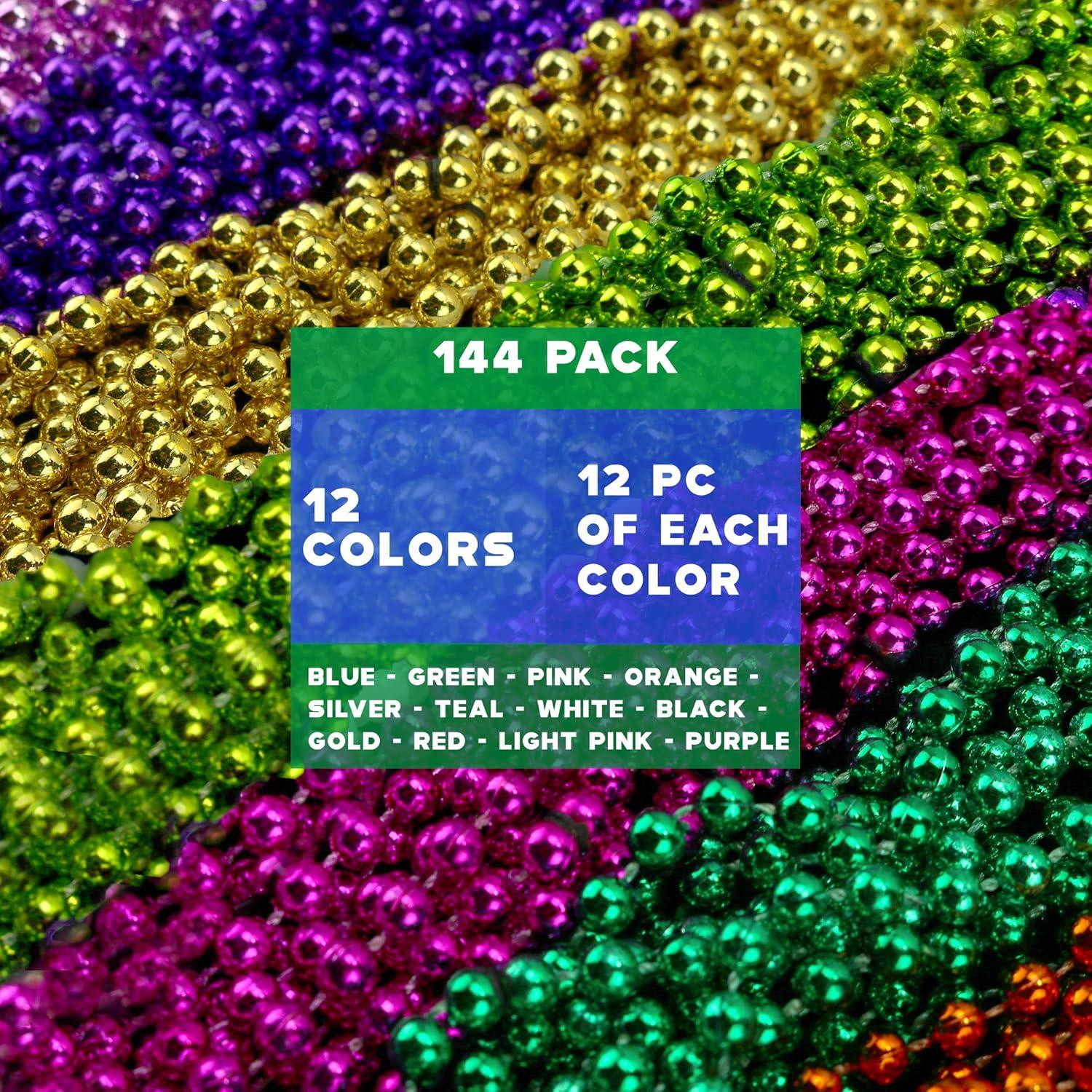 Collares de cuentas de Mardi Gras Skeleteen - 144 unidades