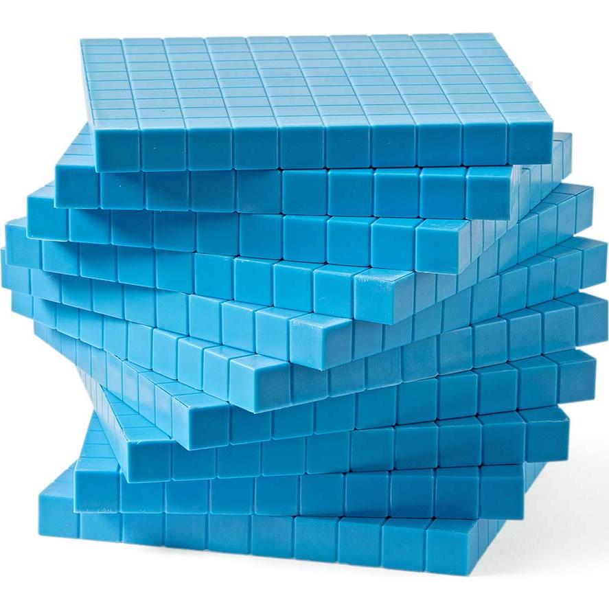 Bloques de Base Diez hand2mind - 10 Planos de Plástico Azul