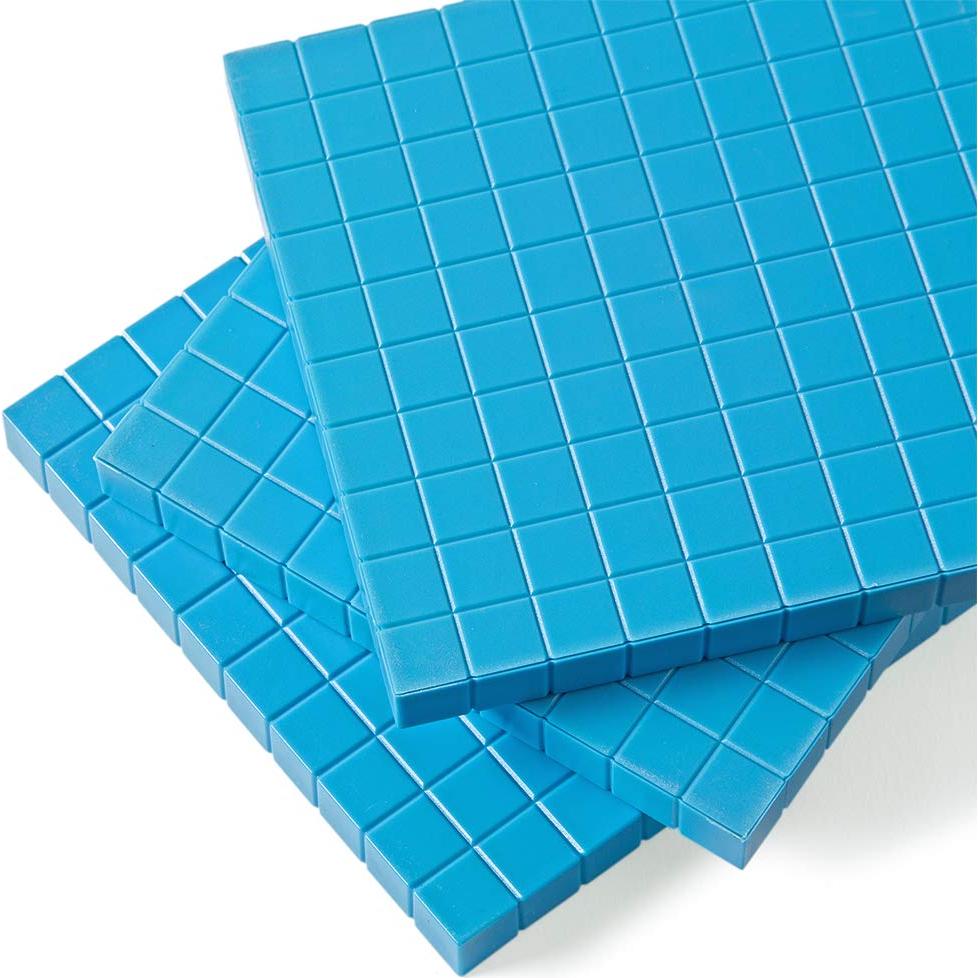 Bloques de Base Diez hand2mind - 10 Planos de Plástico Azul