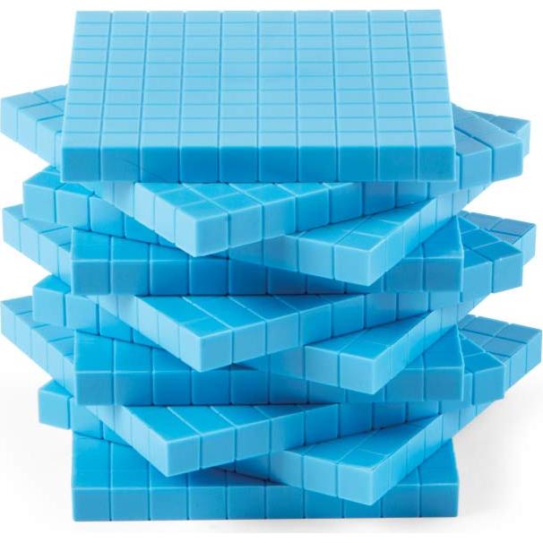 Bloques de Base Diez hand2mind - 10 Planos de Plástico Azul