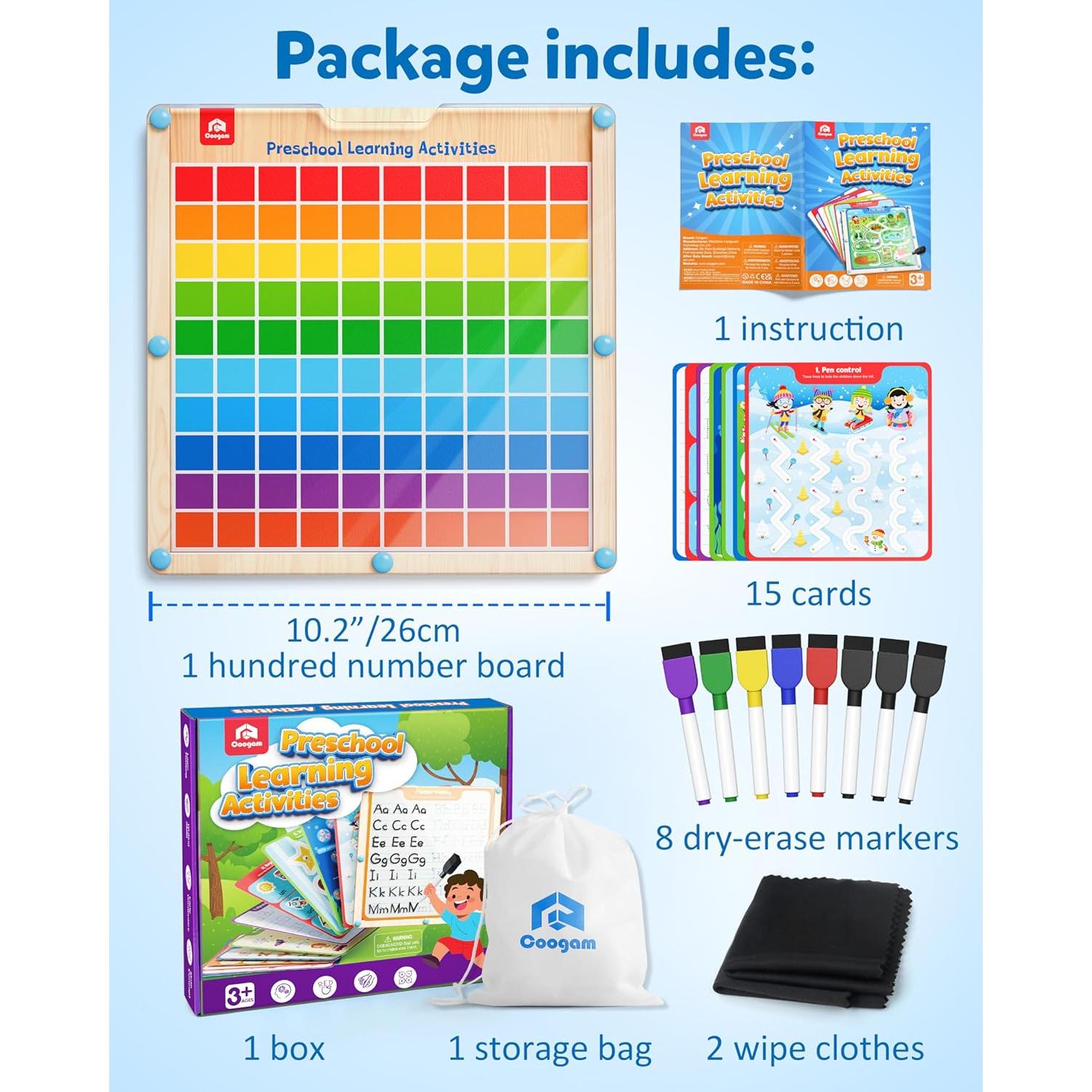 Tablero de Cien Coogam de Madera para Aprendizaje 1-100