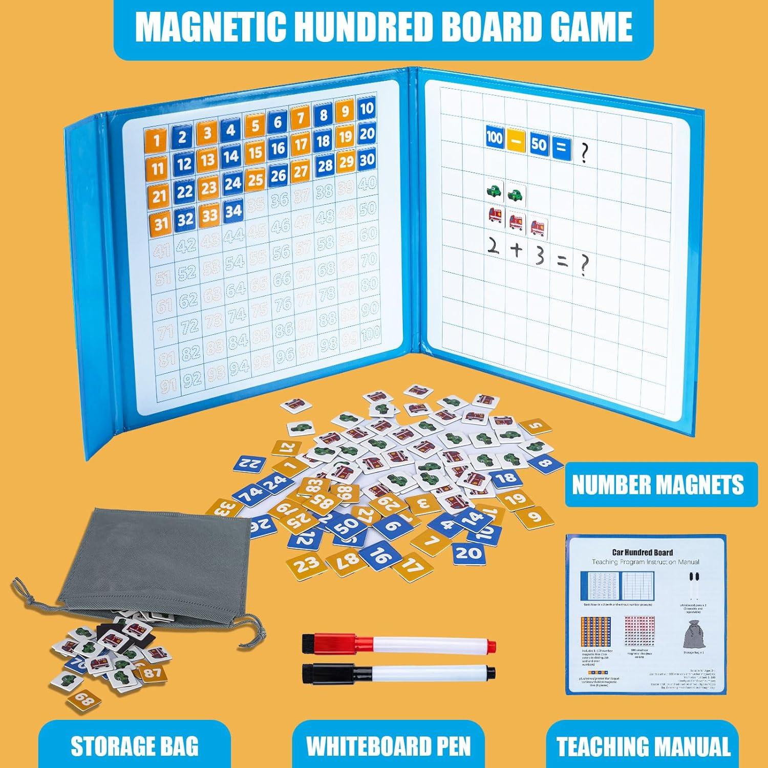 Tablero Matemático Magnético LearningCare 1-100 con 100 Autos