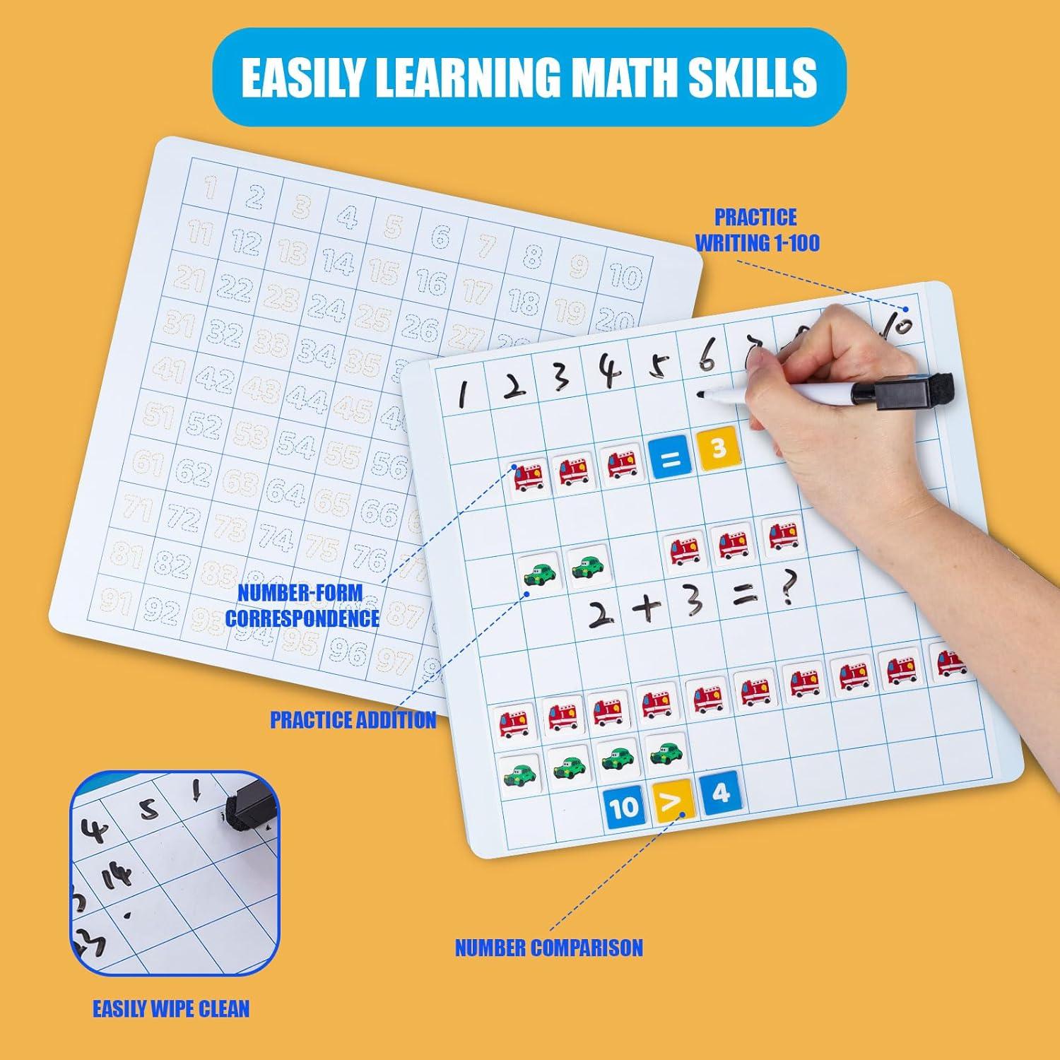 Tablero Matemático Magnético LearningCare 1-100 con 100 Autos