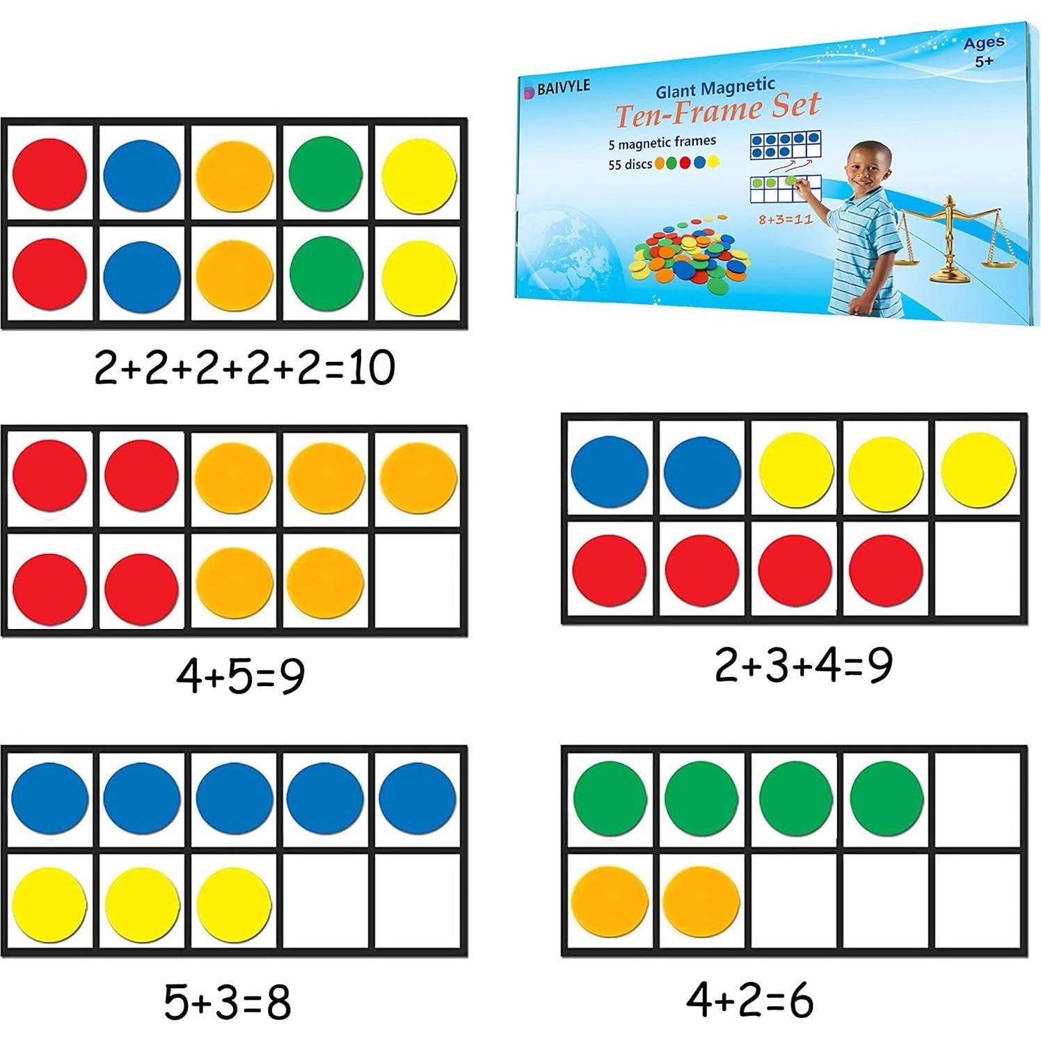 BAIVYLE Juguetes de Aprendizaje Montessori 2-4 Años - Marco de Diez Magnético