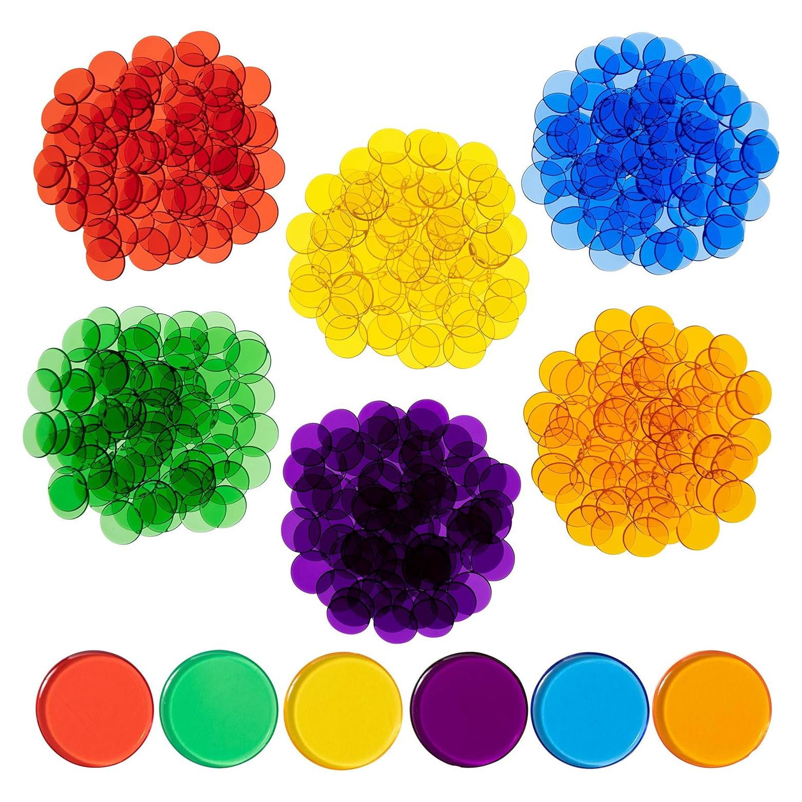 Contadores Transparentes EDX Education | Set de 500 | 1.9 cm | Colores Variados