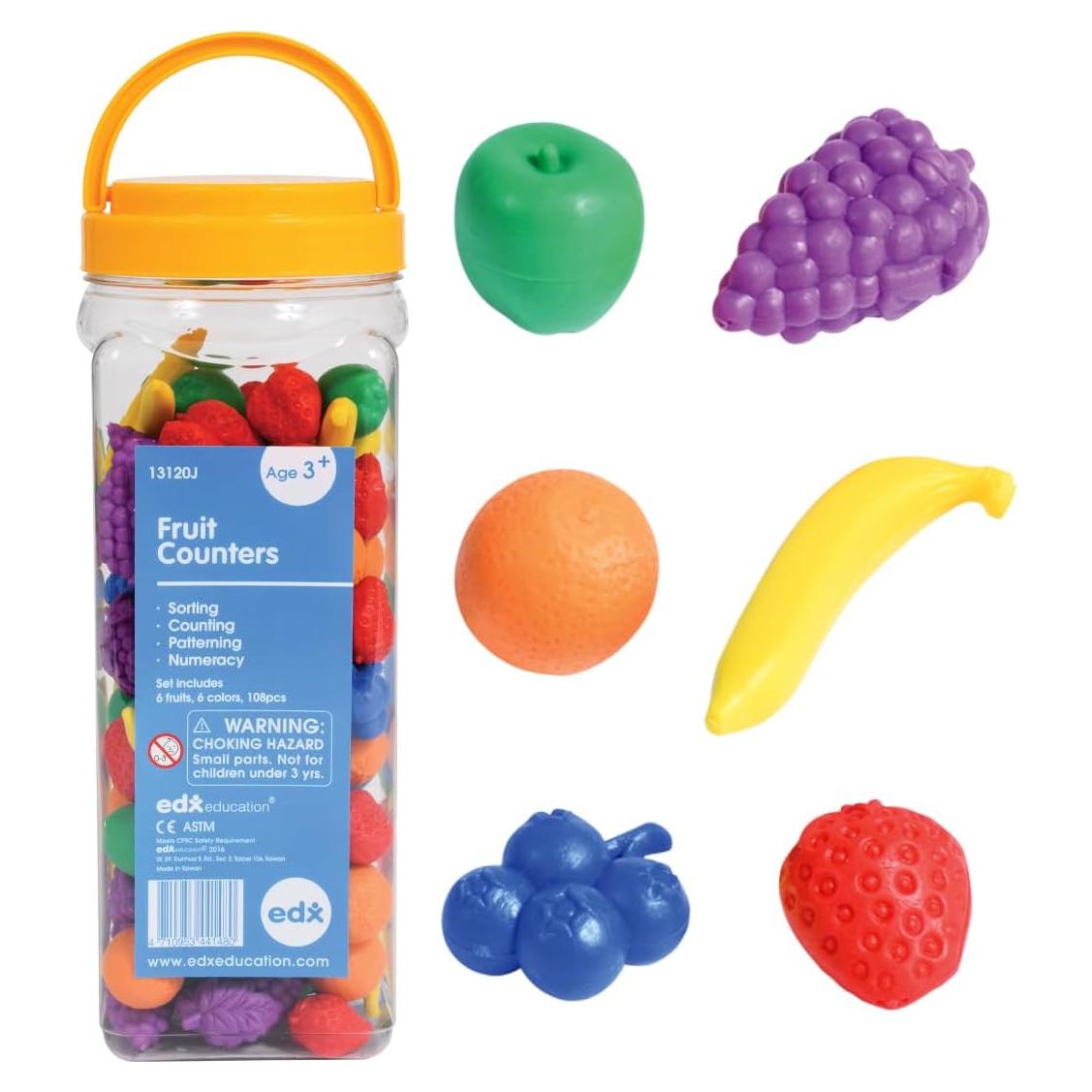 Contadores de Frutas Learning Advantage | Set 108 Piezas | Juguetes Matemáticos para Niños 3-8 Años