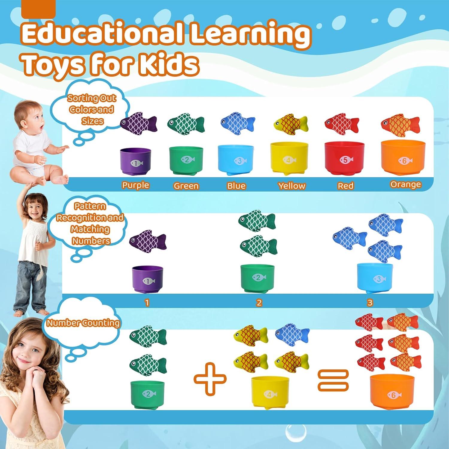 Juguetes Montessori Wintale 27 Piezas Juego de Pesca 1-3 Años