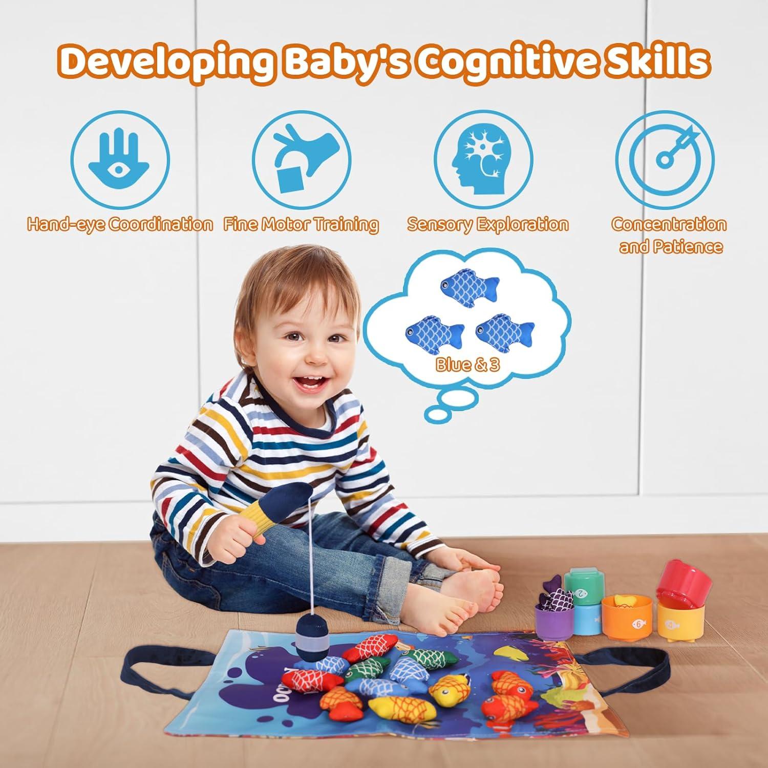 Juguetes Montessori Wintale 27 Piezas Juego de Pesca 1-3 Años