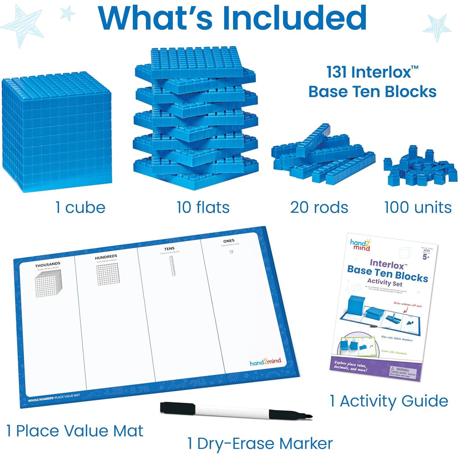 Bloques Base Ten hand2mind 133 Piezas para Matemáticas