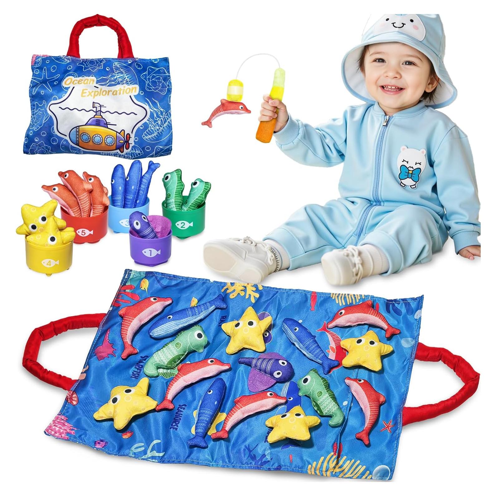 Juguetes Montessori Shozaar Set de Pesca 22 Piezas para Bebés