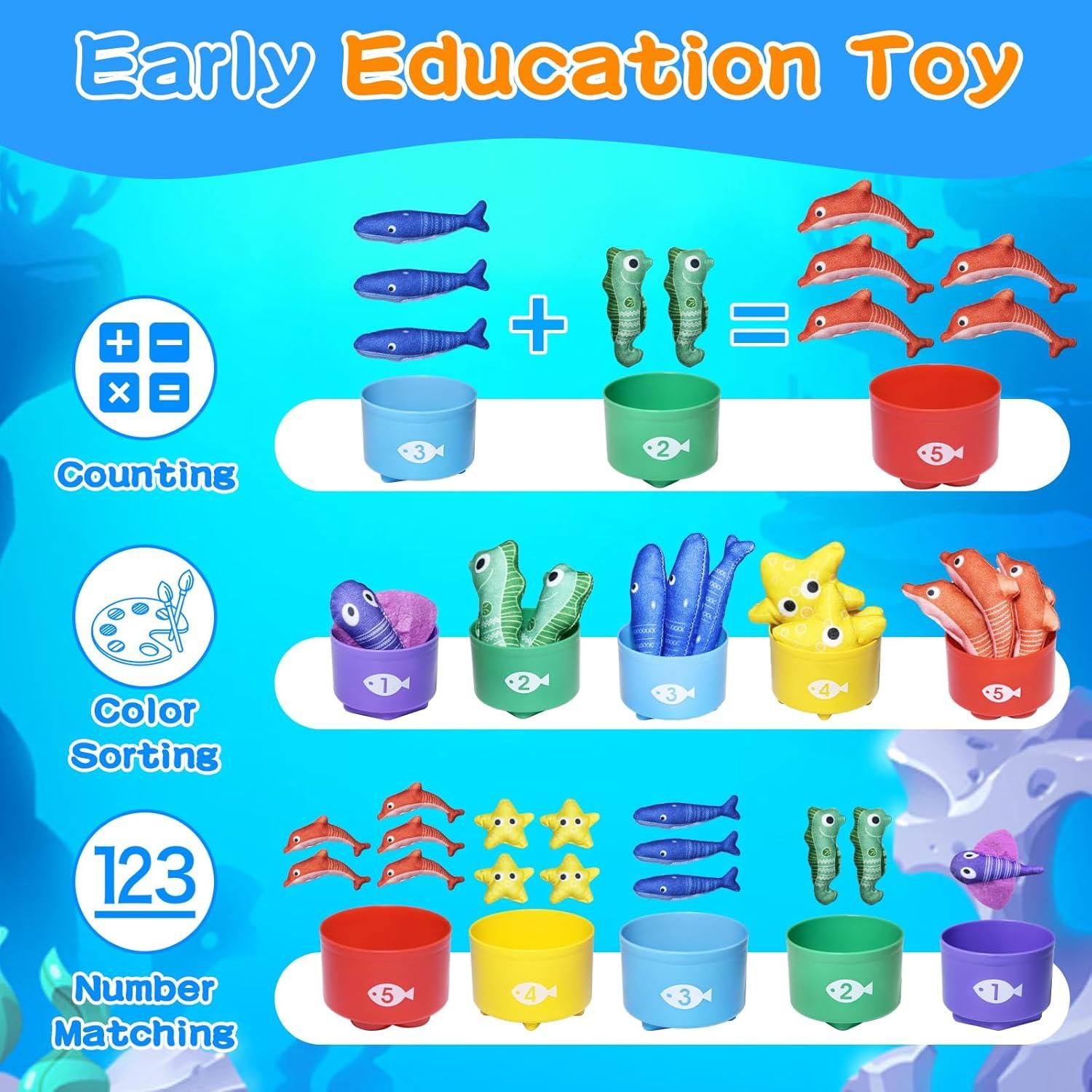 Juguetes Montessori Shozaar Set de Pesca 22 Piezas para Bebés