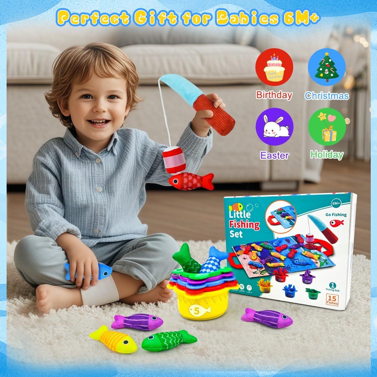 Juego de Pesca Montessori OKREVIEW 23 Piezas para Niños 1+ Año