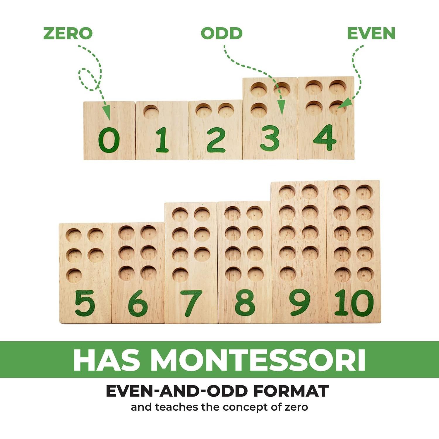 Tablero de Clavijas Numéricas de Madera Montessori - 11 Tableros y 57 Clavijas