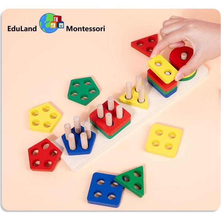 Torre de Bloques de Madera EduLand Montessori 20 Piezas