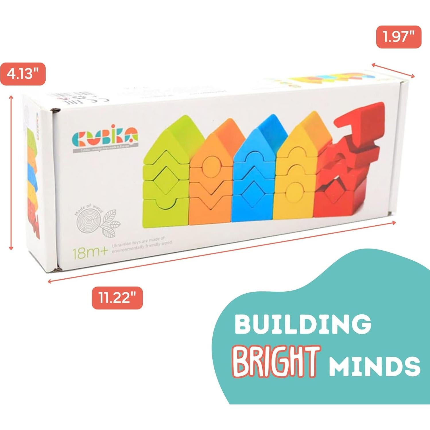 Juego de Torre de Construcción CUBIKA de Madera - 25 Piezas Montessori