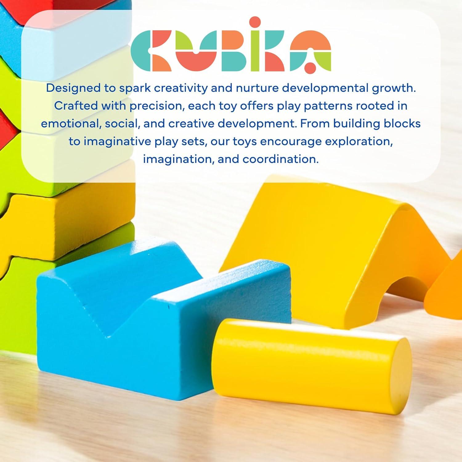 Juego de Torre de Construcción CUBIKA de Madera - 25 Piezas Montessori