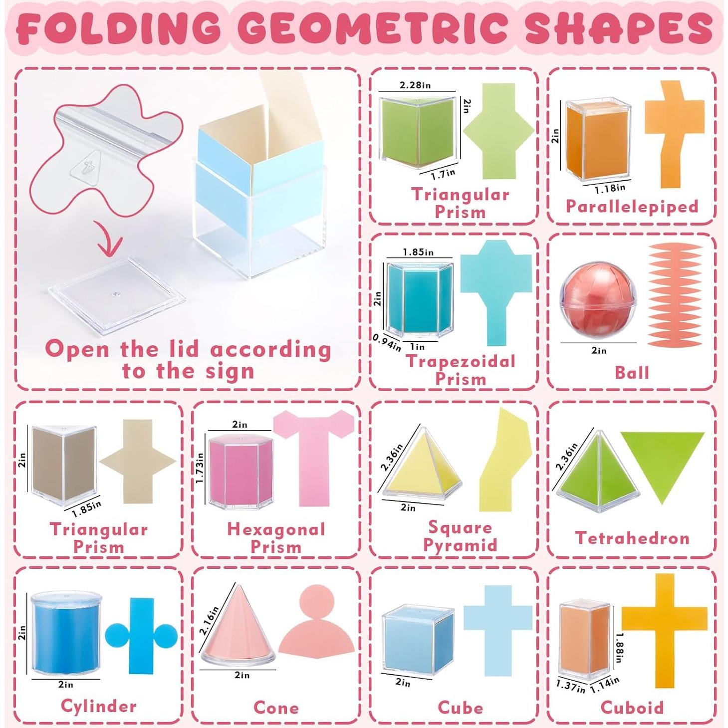 Conjunto de 12 Formas Geométricas Plegables Faccito 2D 3D