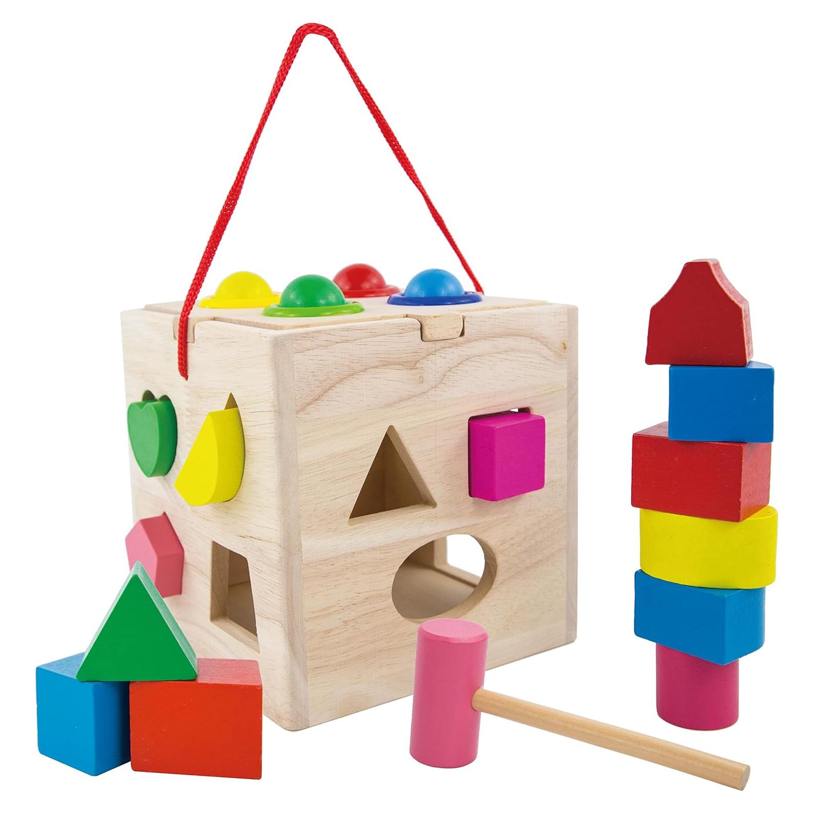 Cubo de Actividad de Madera Evmark - Juguete Montessori 14.76 cm