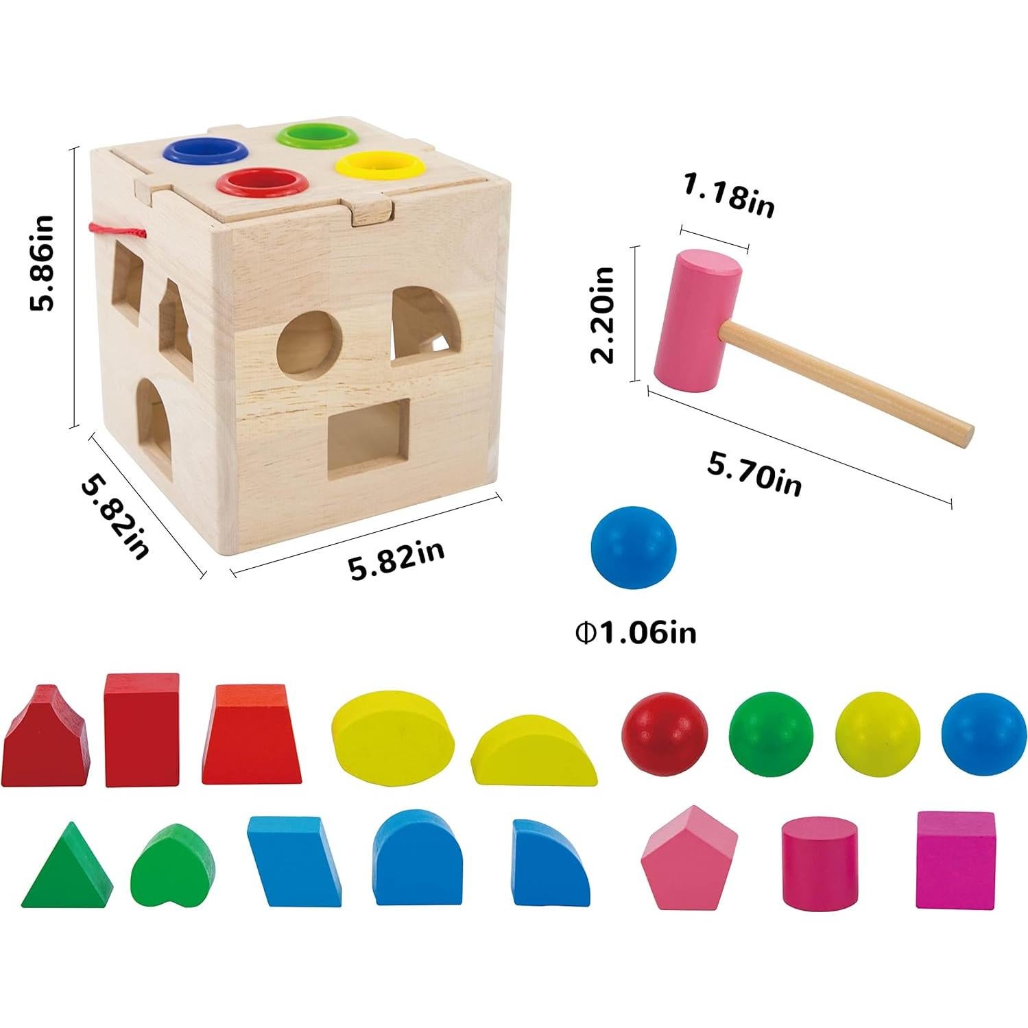 Cubo de Actividad de Madera Evmark - Juguete Montessori 14.76 cm