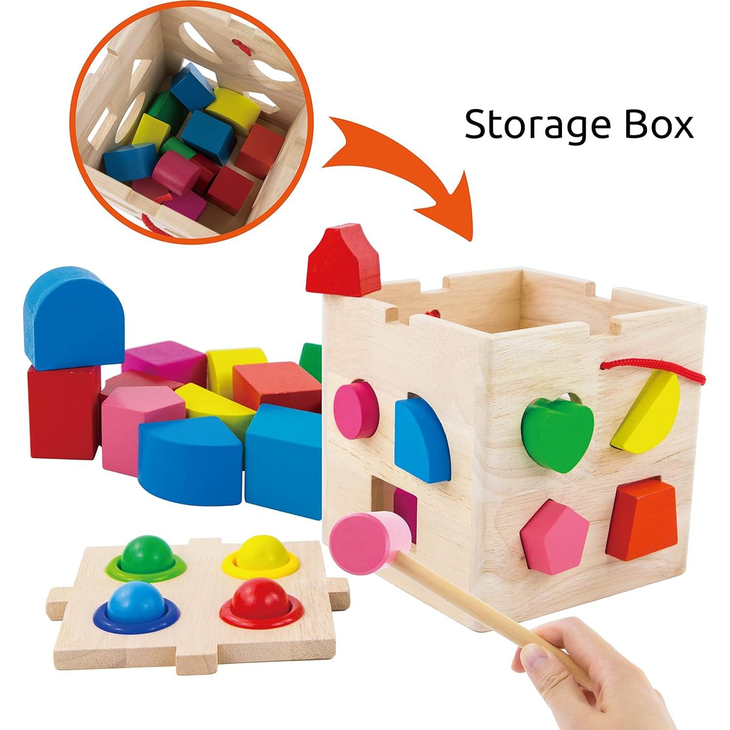 Cubo de Actividad de Madera Evmark - Juguete Montessori 14.76 cm