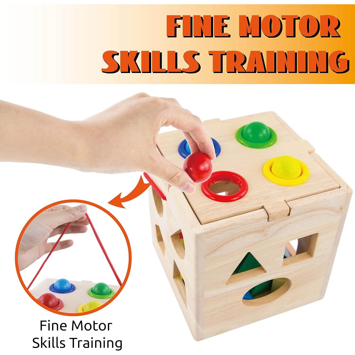 Cubo de Actividad de Madera Evmark - Juguete Montessori 14.76 cm