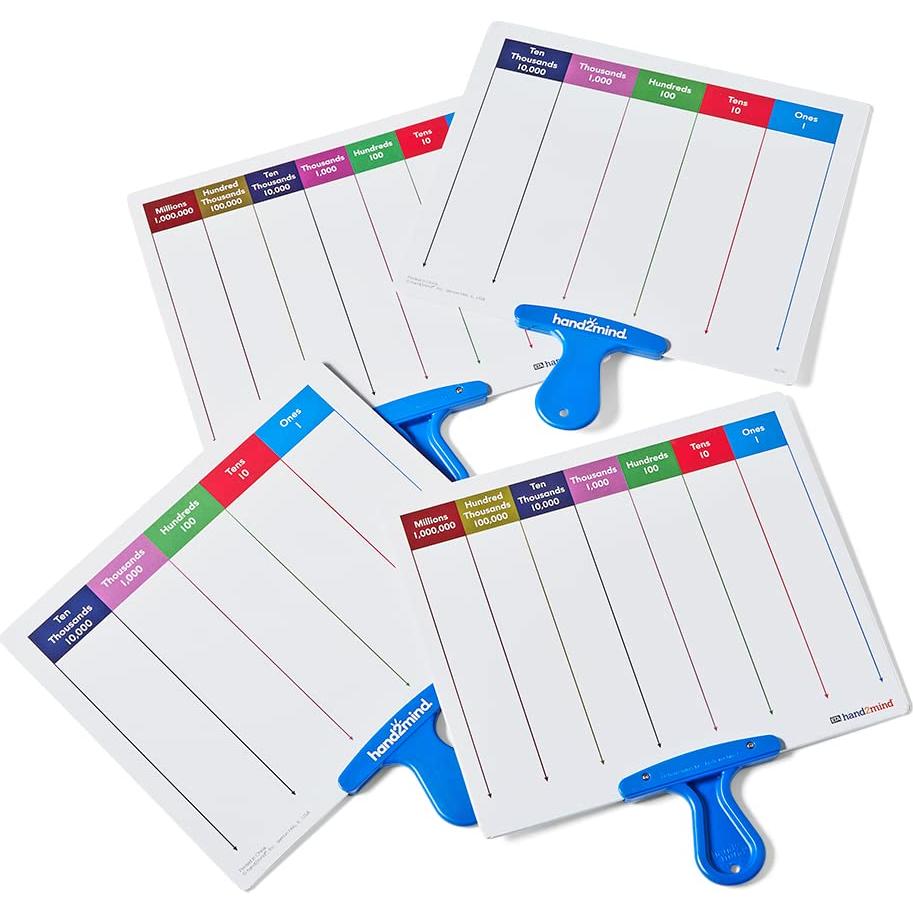 Tableros de Respuestas de Valor Posicional hand2mind - Paquete de 4