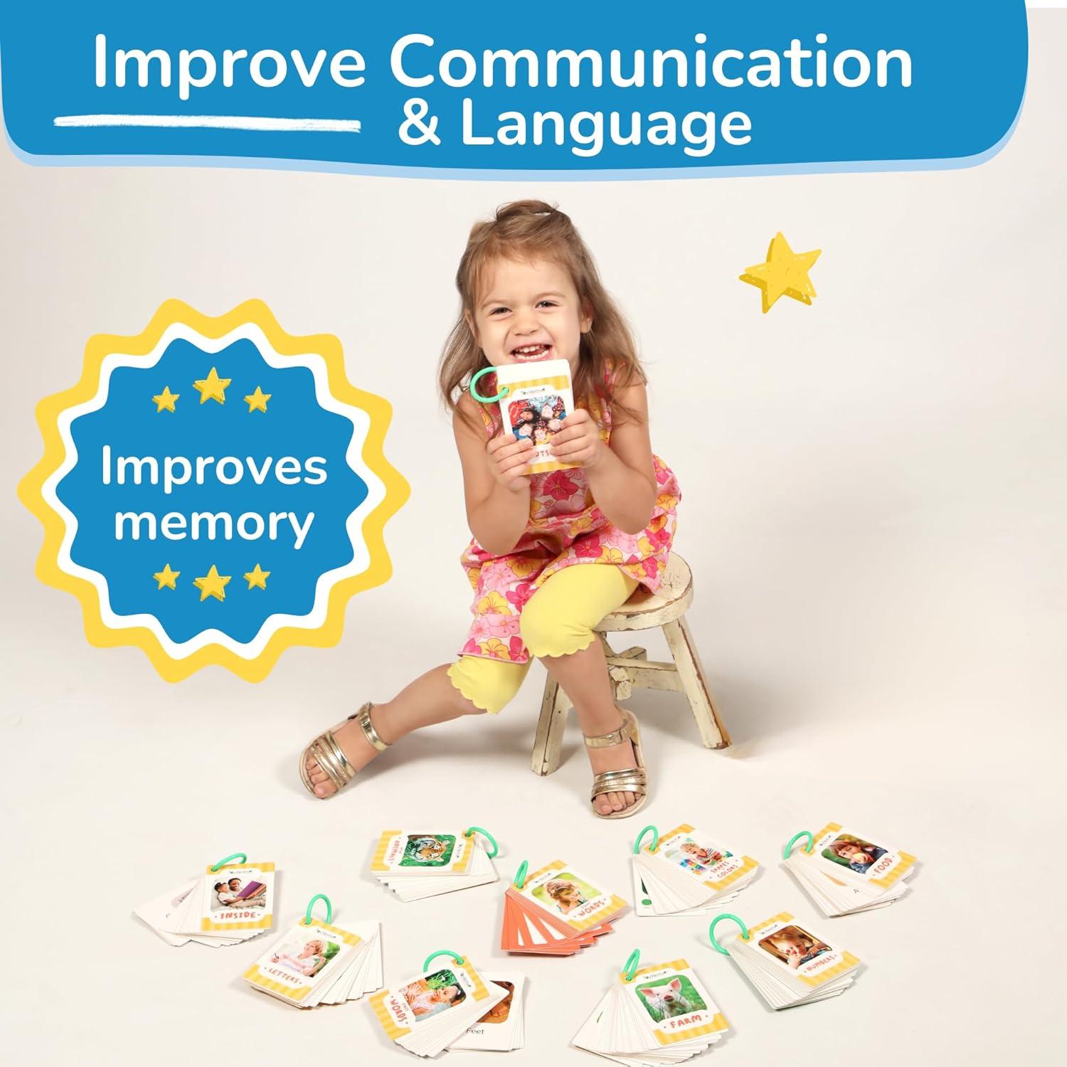 Tarjetas Flash Gruesas ToyVentive 200 Piezas para Niños 1-4 Años