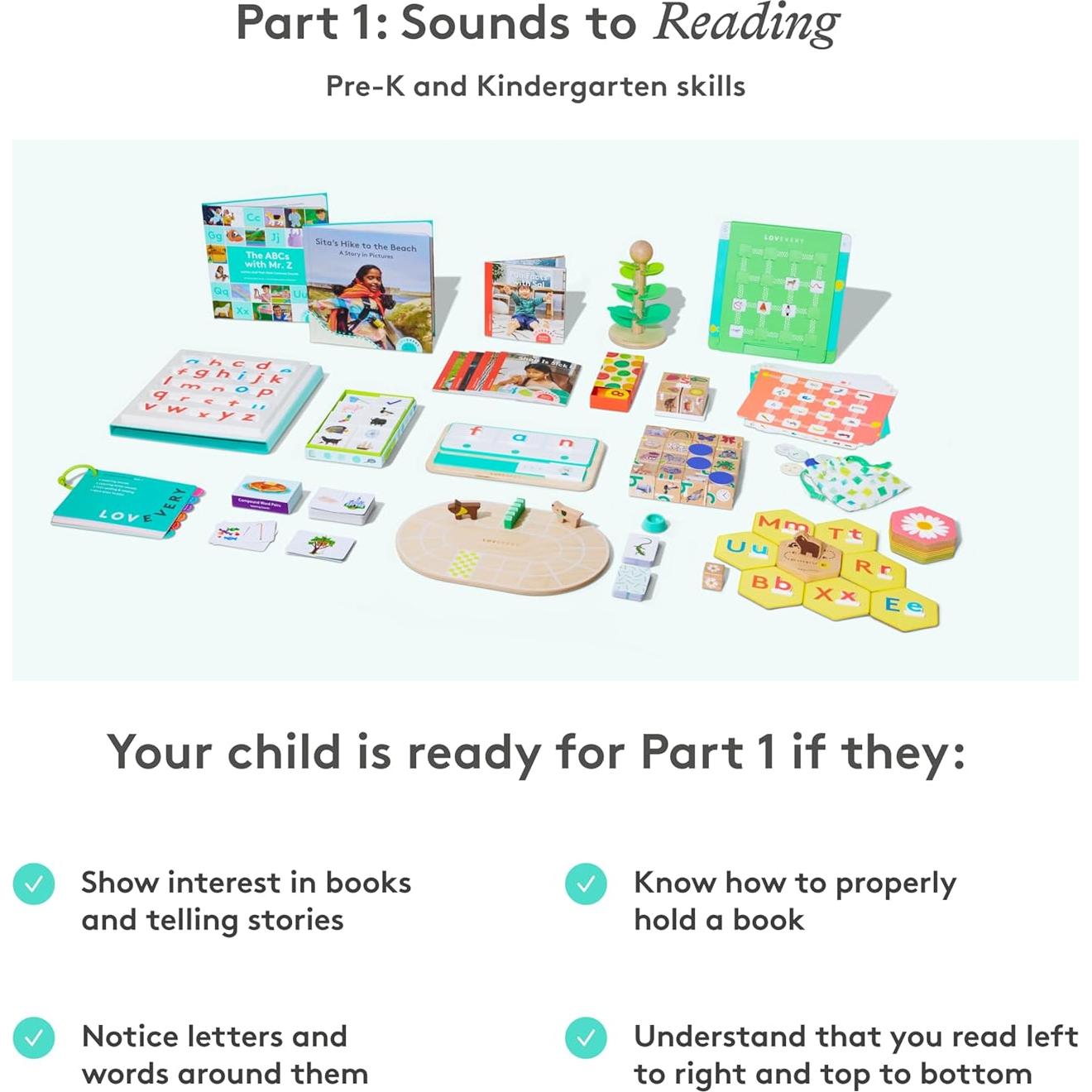 Conjunto de Habilidades de Lectura Lovevery - Parte 1, Juegos y Libros para Pre-K