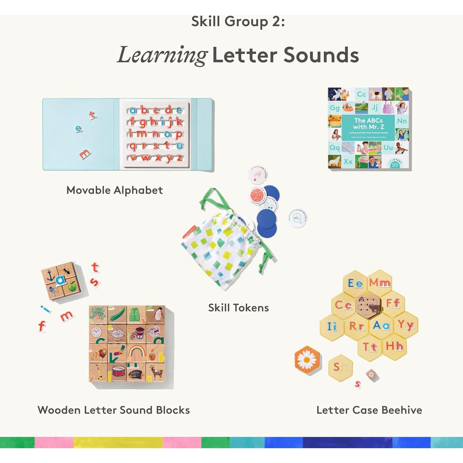 Conjunto de Habilidades de Lectura Lovevery - Parte 1, Juegos y Libros para Pre-K