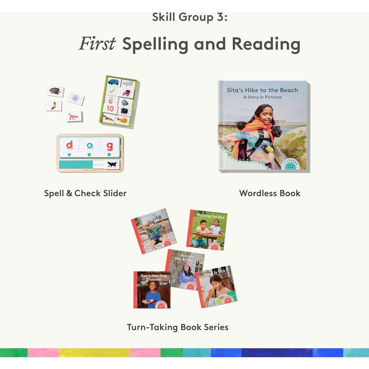 Conjunto de Habilidades de Lectura Lovevery - Parte 1, Juegos y Libros para Pre-K