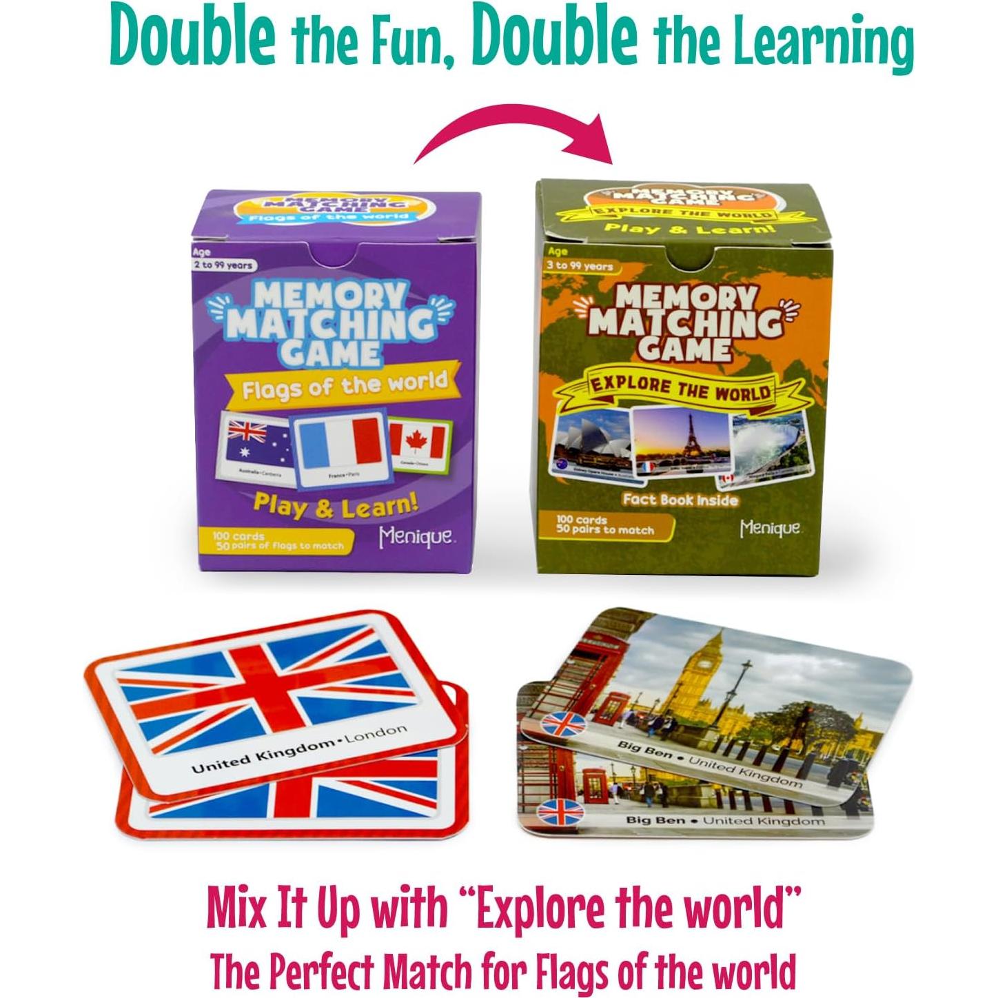 Juego de Memoria Banderas del Mundo Menique - 100 Cartas