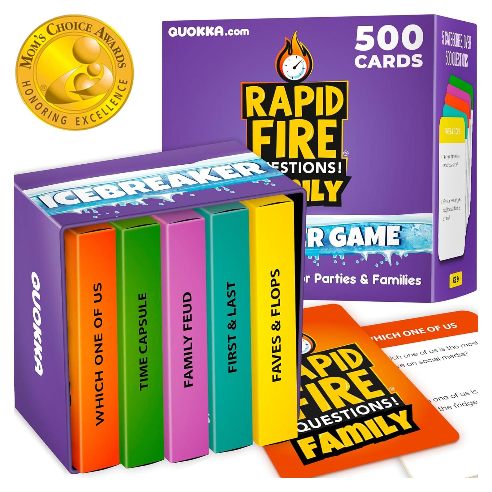 Juego de Cartas de Conversación QUOKKA Familiar Premium - 500 Preguntas