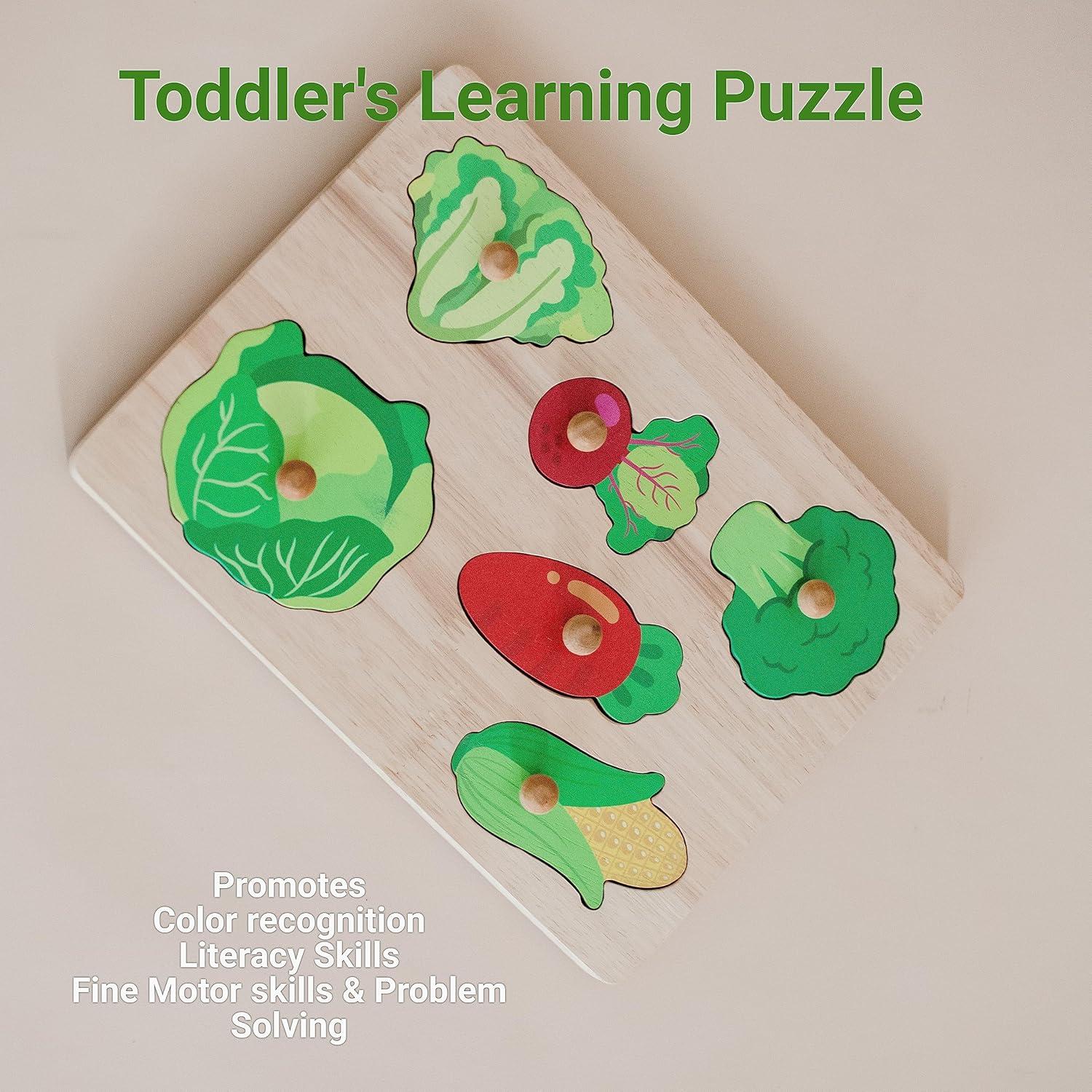 Rompecabezas de Madera Montessori Kidsworld - Verduras 6 Piezas