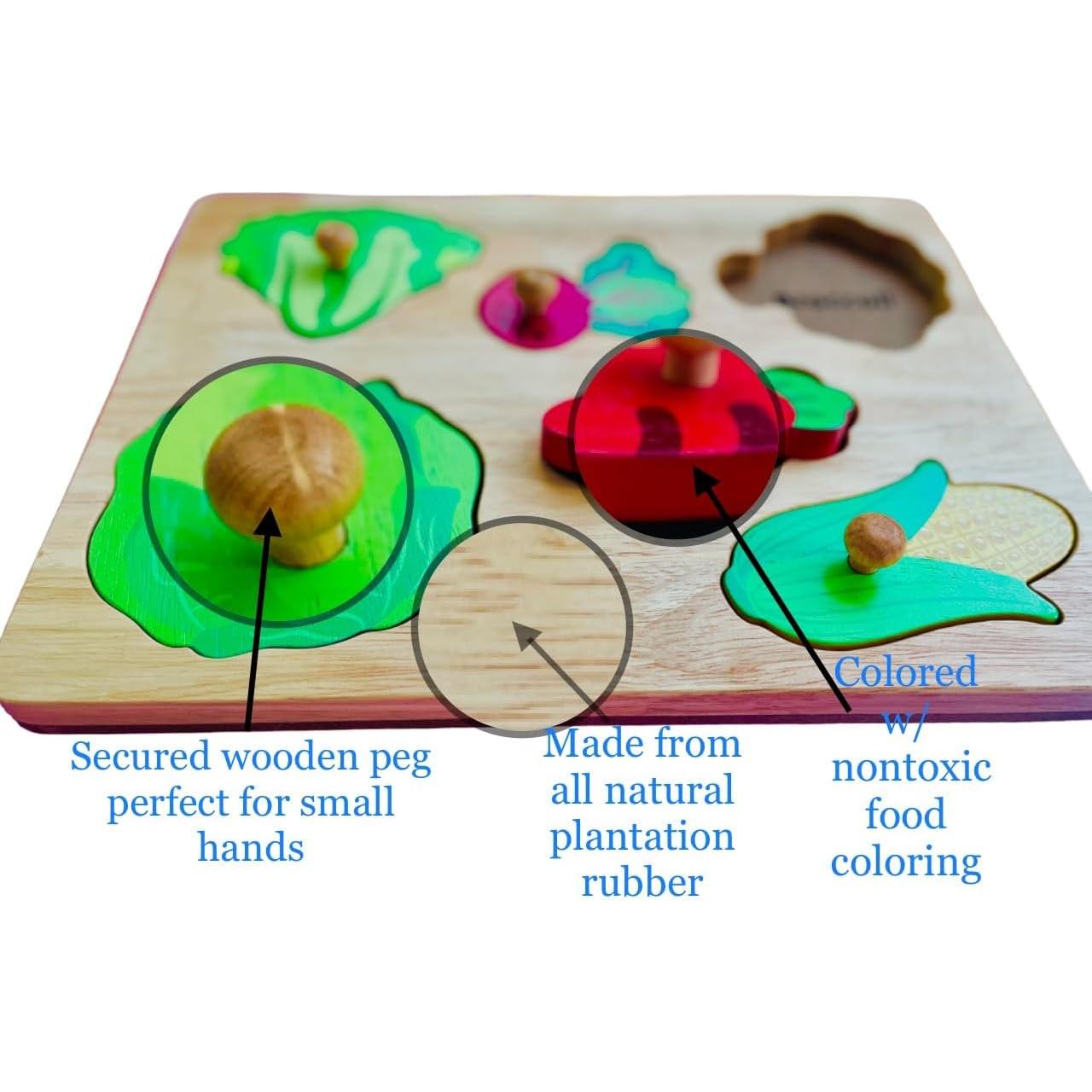 Rompecabezas de Madera Montessori Kidsworld - Verduras 6 Piezas