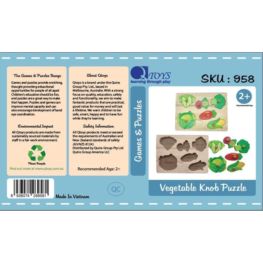 Rompecabezas de Madera Montessori Kidsworld - Verduras 6 Piezas