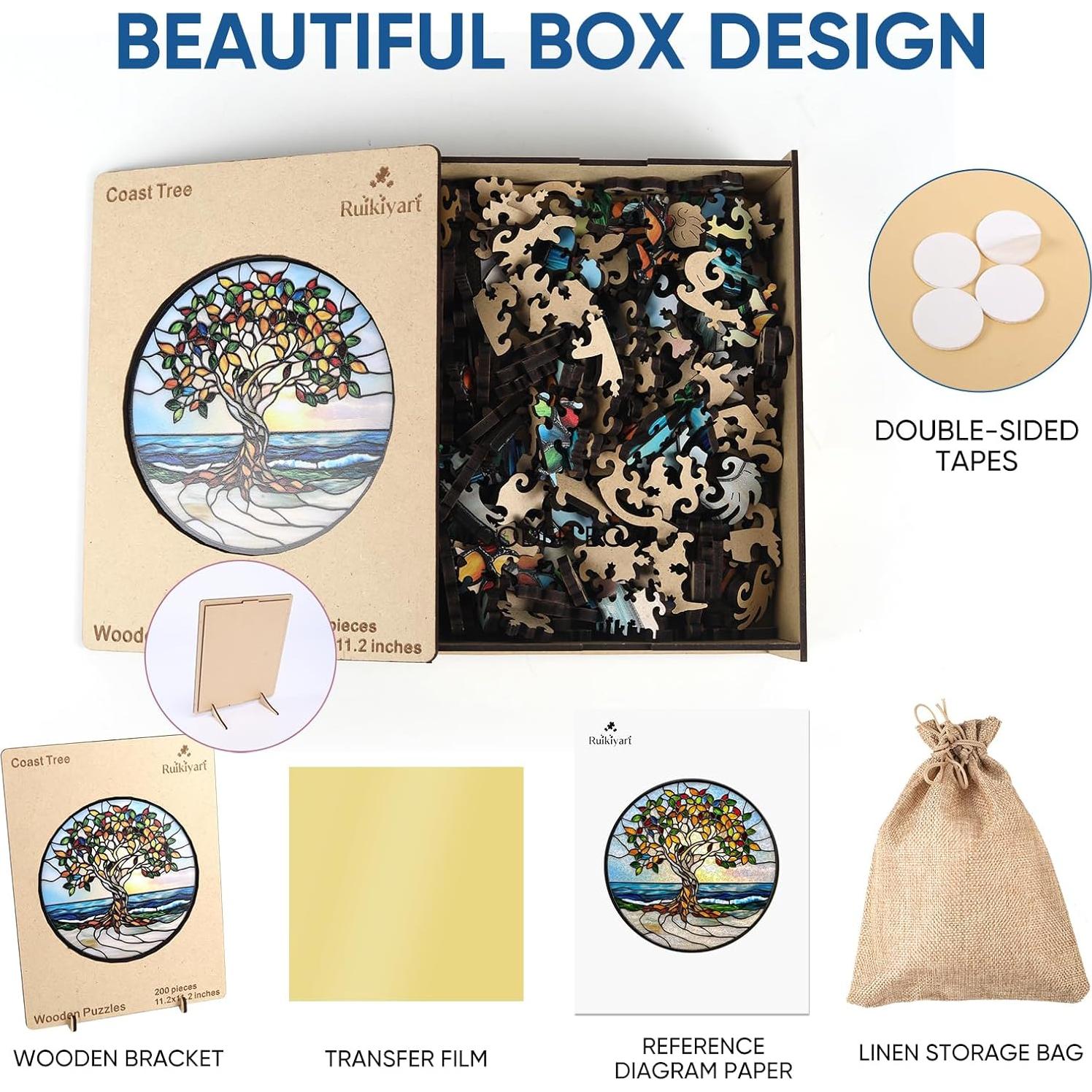 Rompecabezas de Madera 200 Piezas Ruikiyart Árbol de la Costa