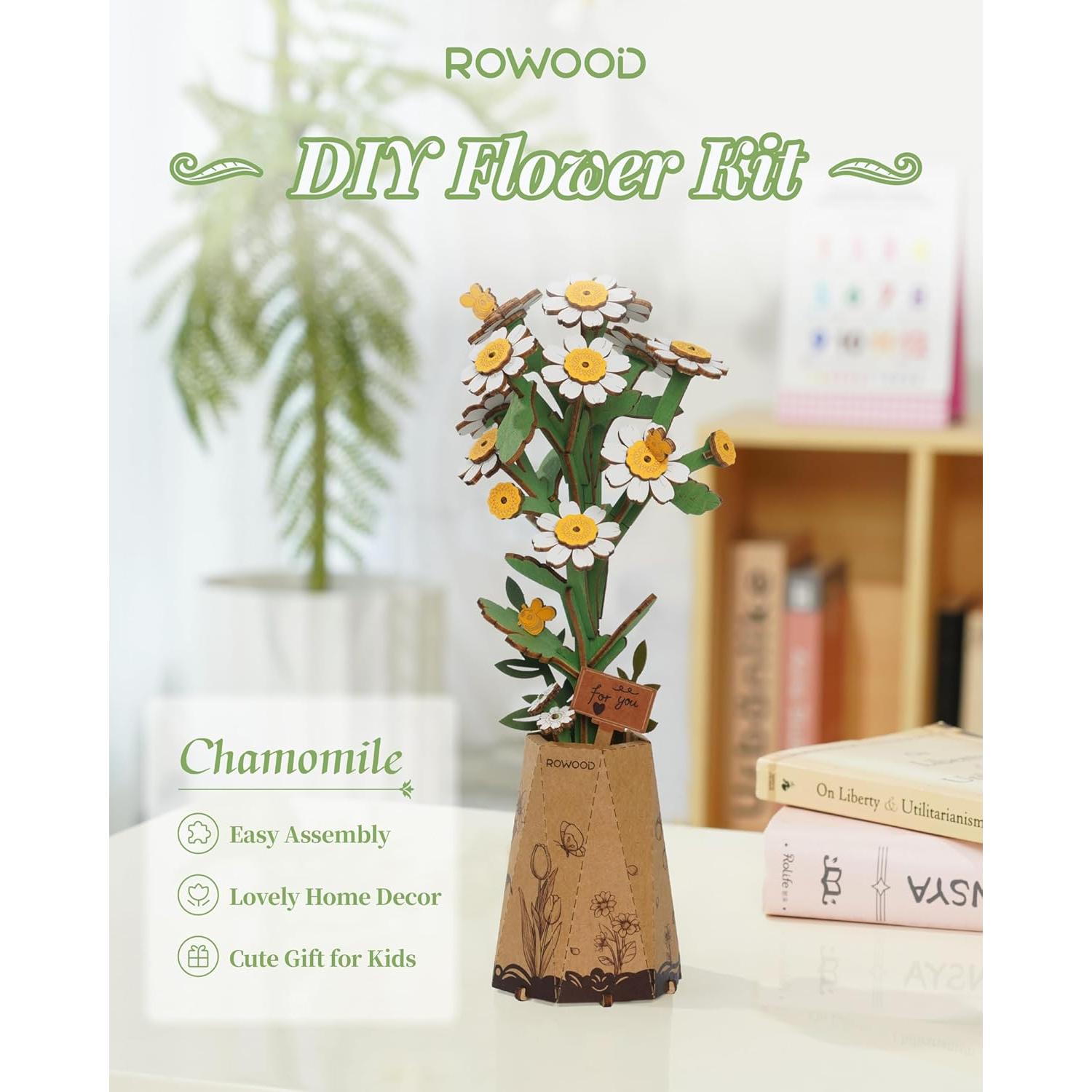 Kit de Manualidades 3D de Flores de Madera Rowood - Camomila