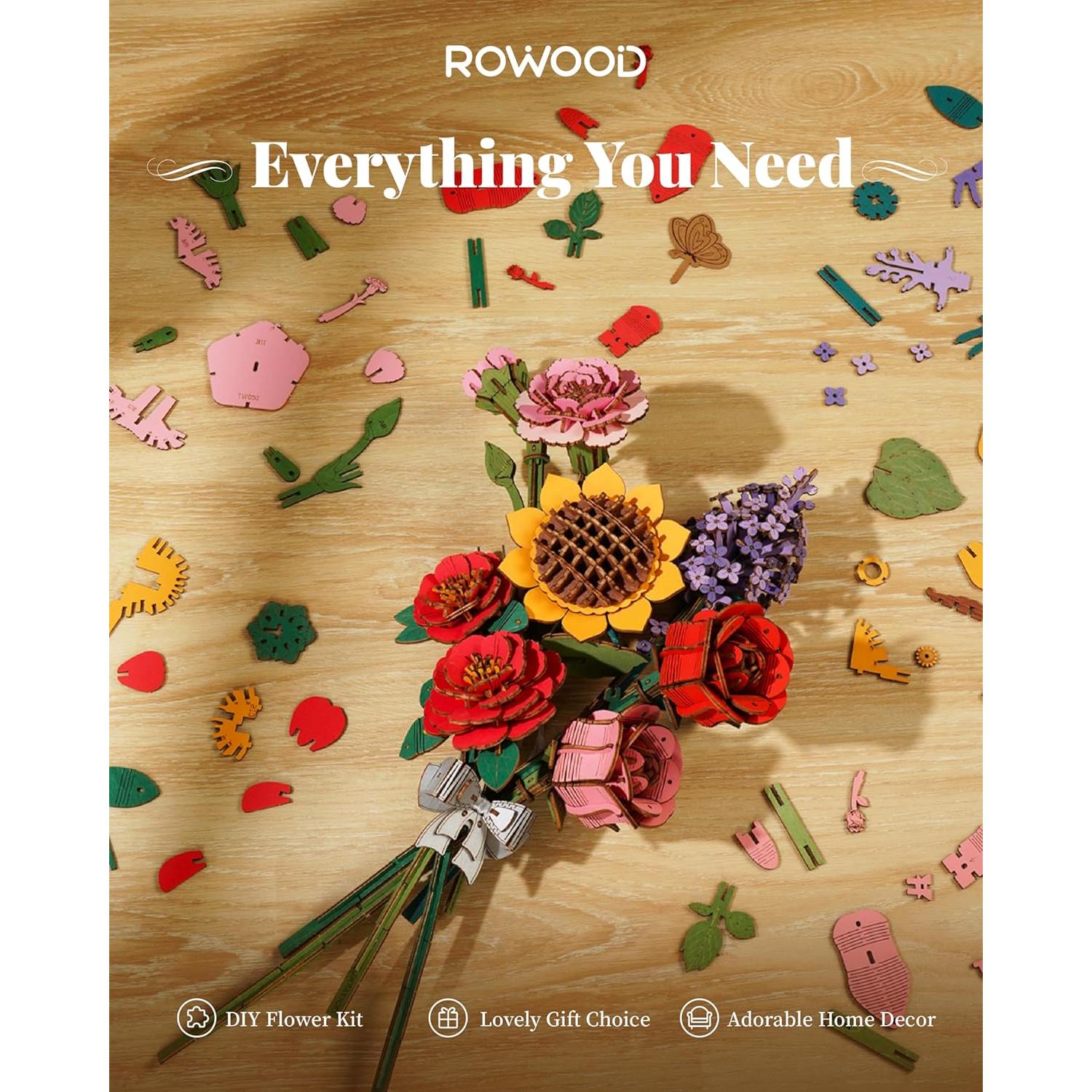 Kit de Manualidades 3D de Flores de Madera Rowood - Camomila