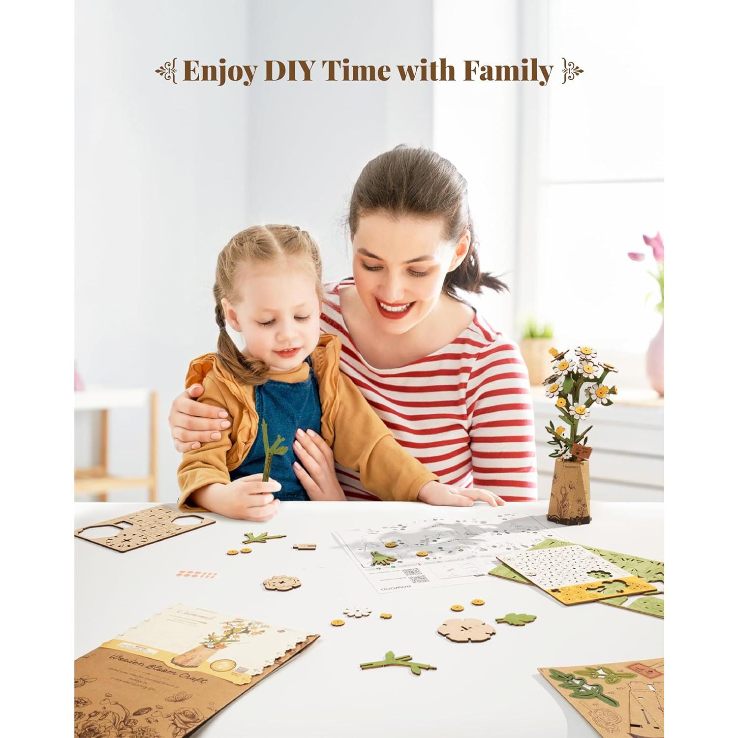 Kit de Manualidades 3D de Flores de Madera Rowood - Camomila