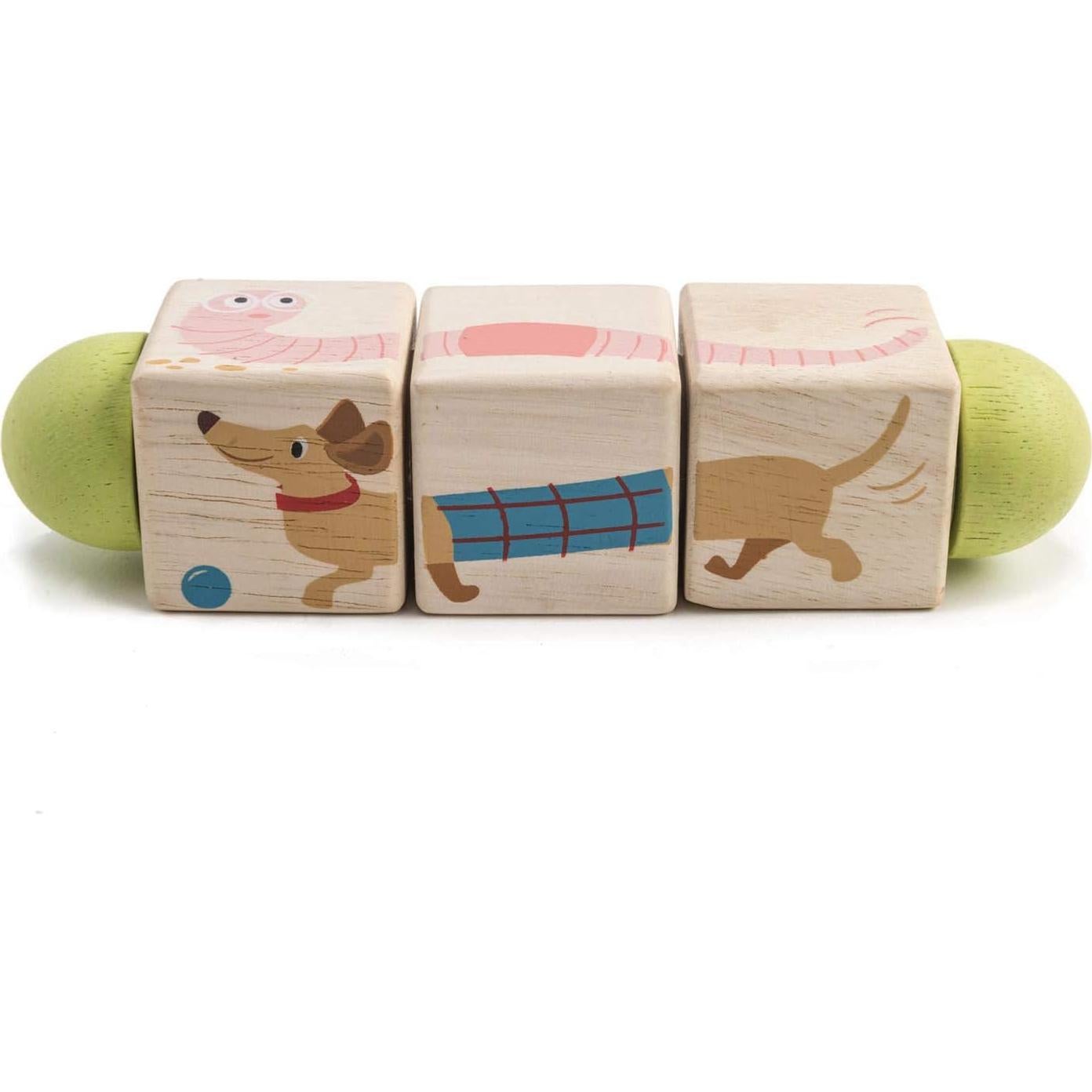 Juguete Educativo de Madera Tender Leaf Toys - Cubos de Giro 18M+