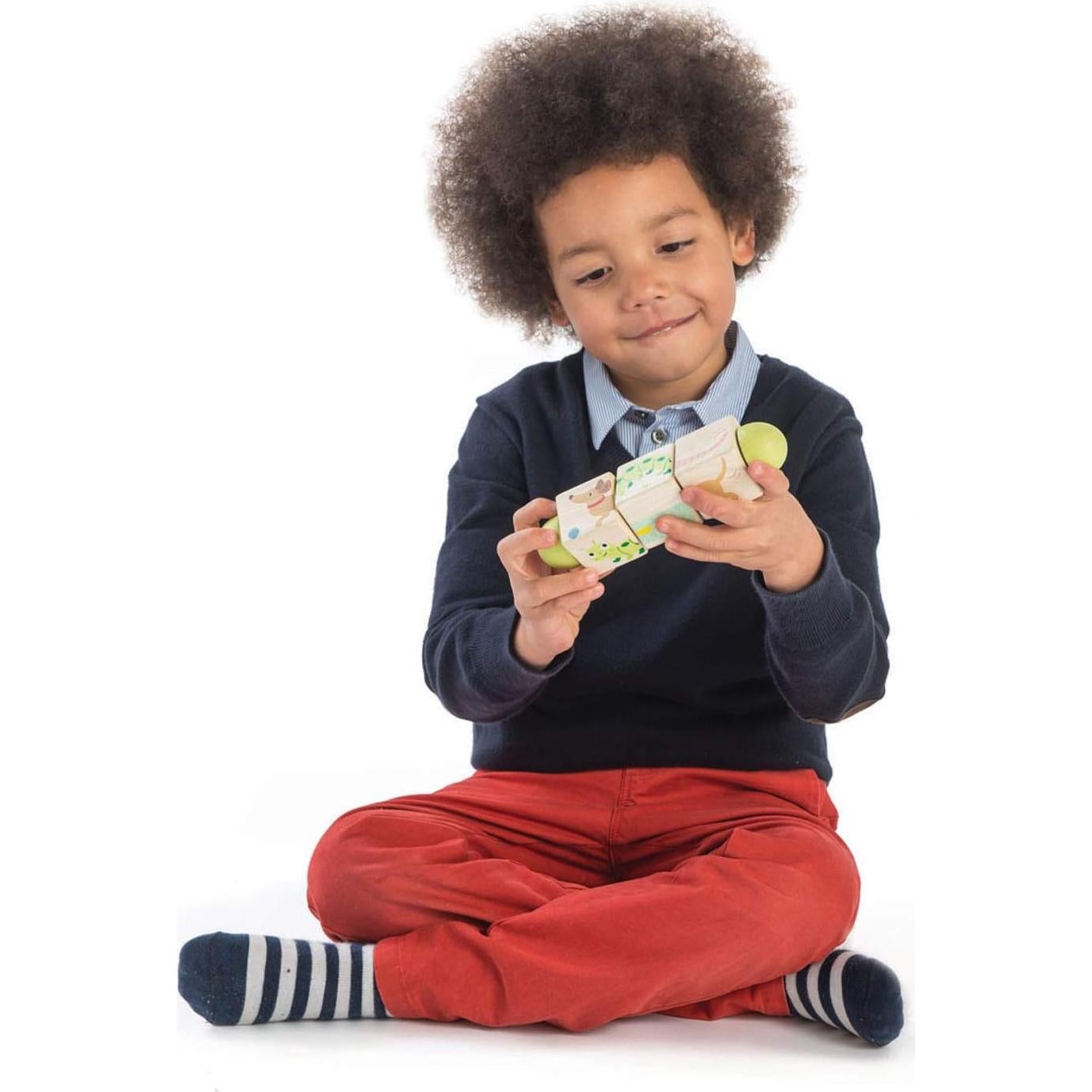 Juguete Educativo de Madera Tender Leaf Toys - Cubos de Giro 18M+