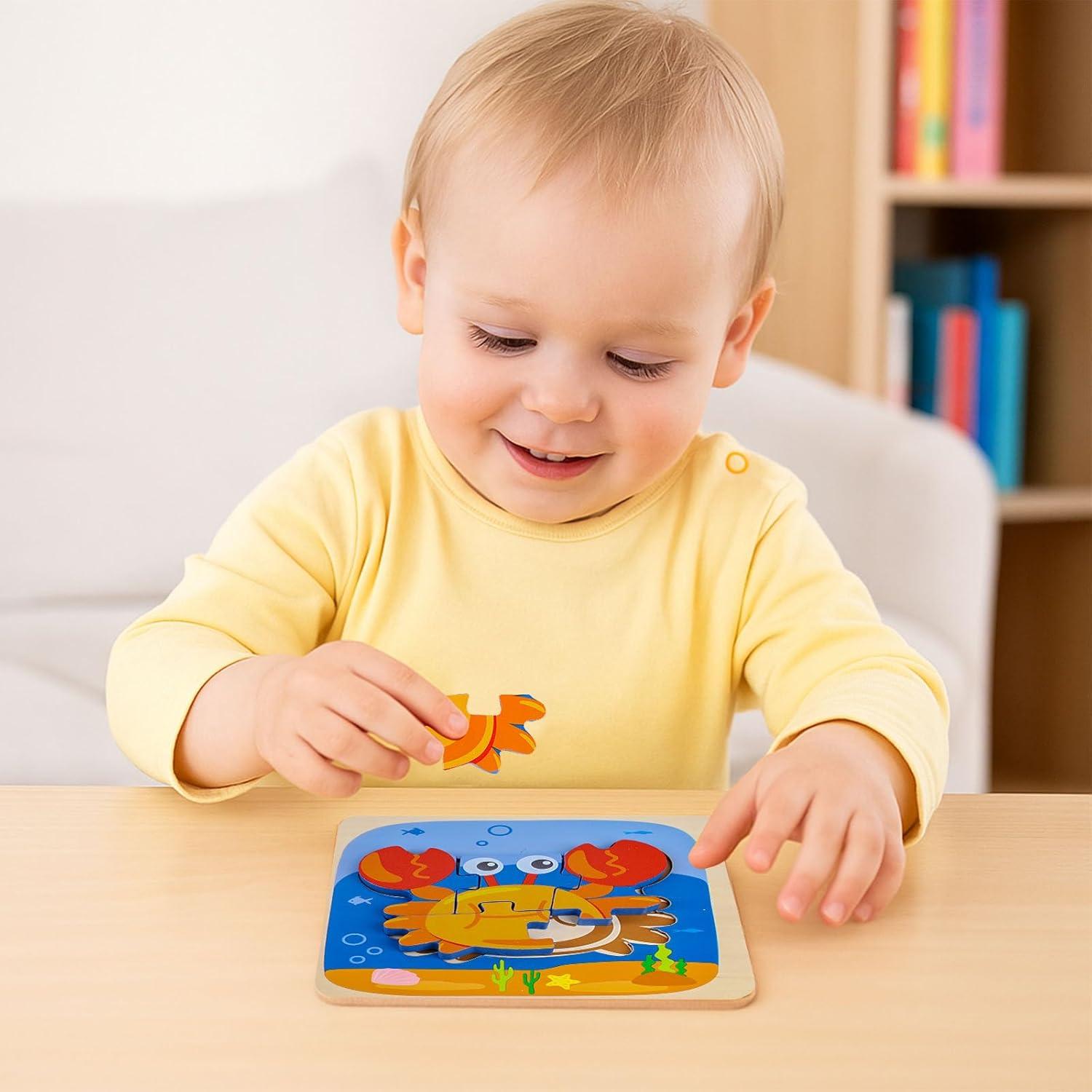 Rompecabezas de Madera Montessori LovesTown Animales Marinos 6 Piezas