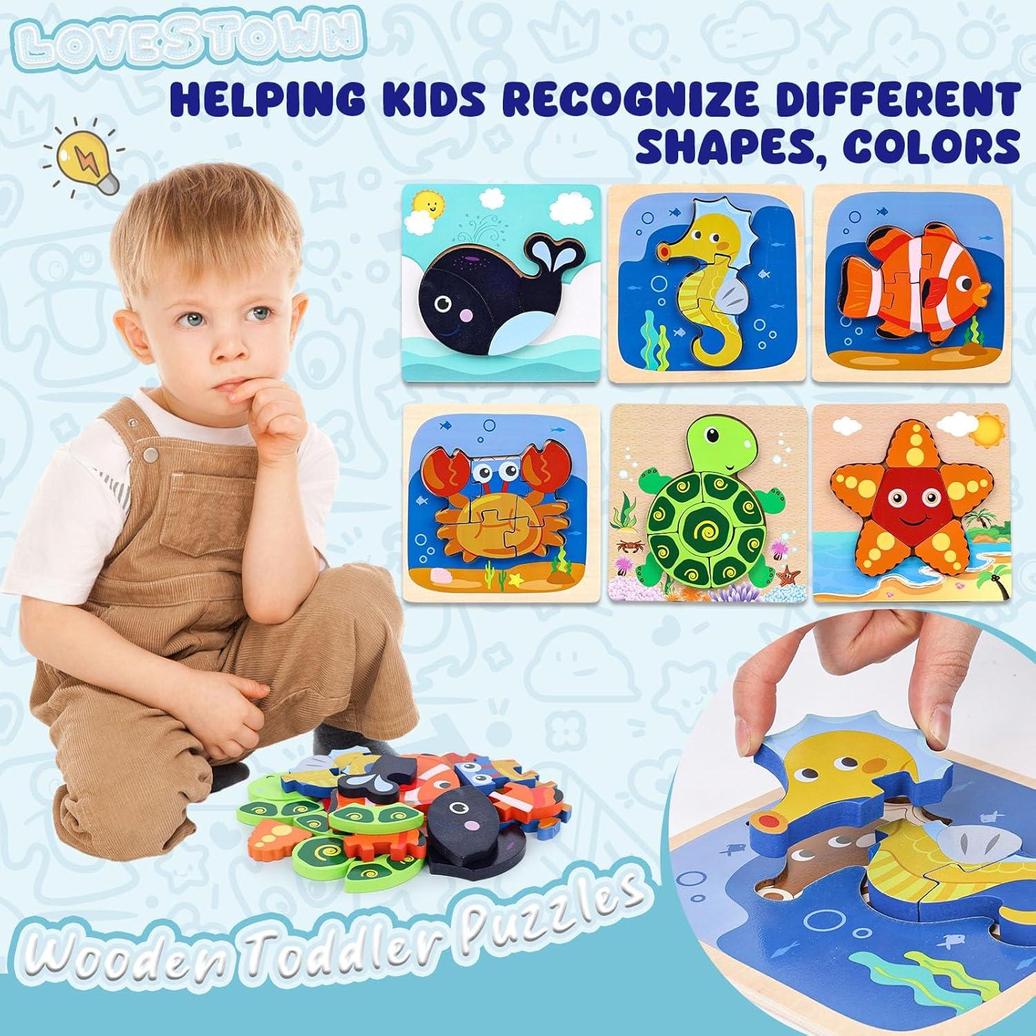 Rompecabezas de Madera Montessori LovesTown Animales Marinos 6 Piezas