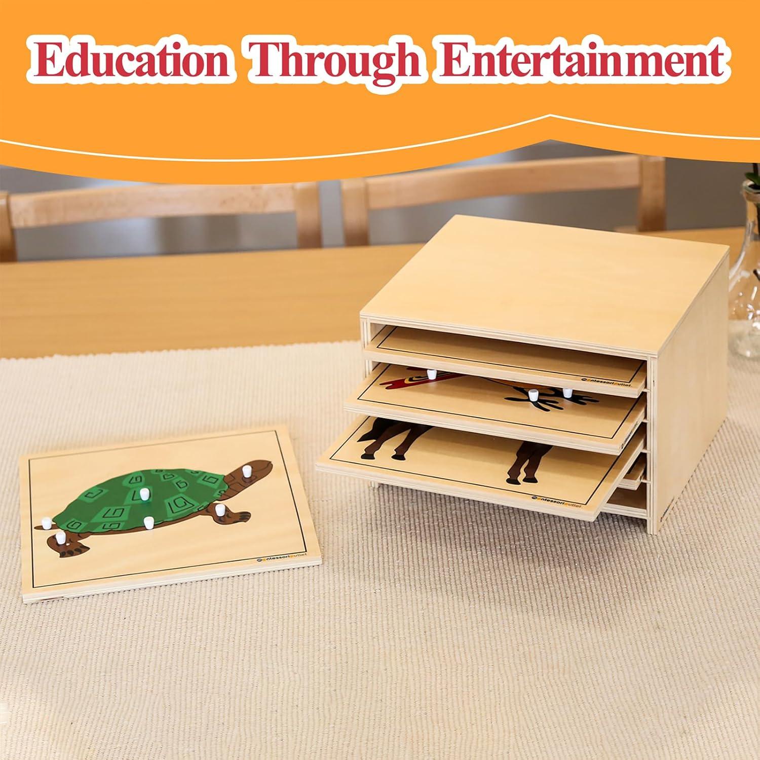 Rompecabezas Montessori Tortuga de Madera 7 Piezas para Niños 3-6 Años