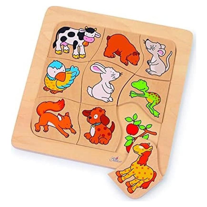 Rompecabezas de Madera Goki Montessori 18x18 cm para Niños 2-4 Años