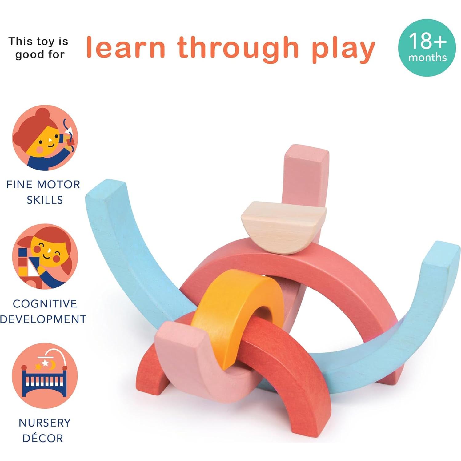 Túnel del Atardecer Mentari - Juguete de Madera 6 Piezas 22x11cm