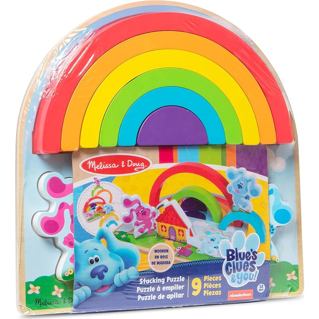 Rompecabezas apilable de madera Melissa & Doug - Pistas de Blue y tú! (9 piezas)