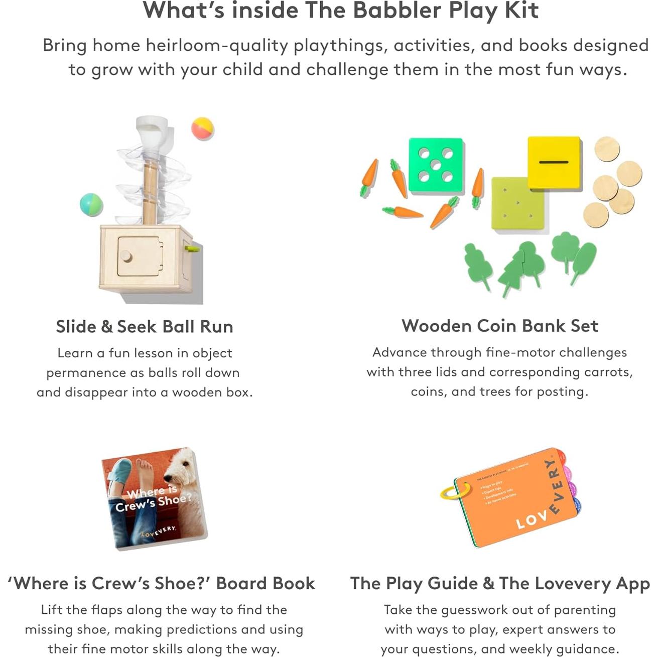 Kit de Juego Babbler Lovevery con Libro Bonificado para 1 Año