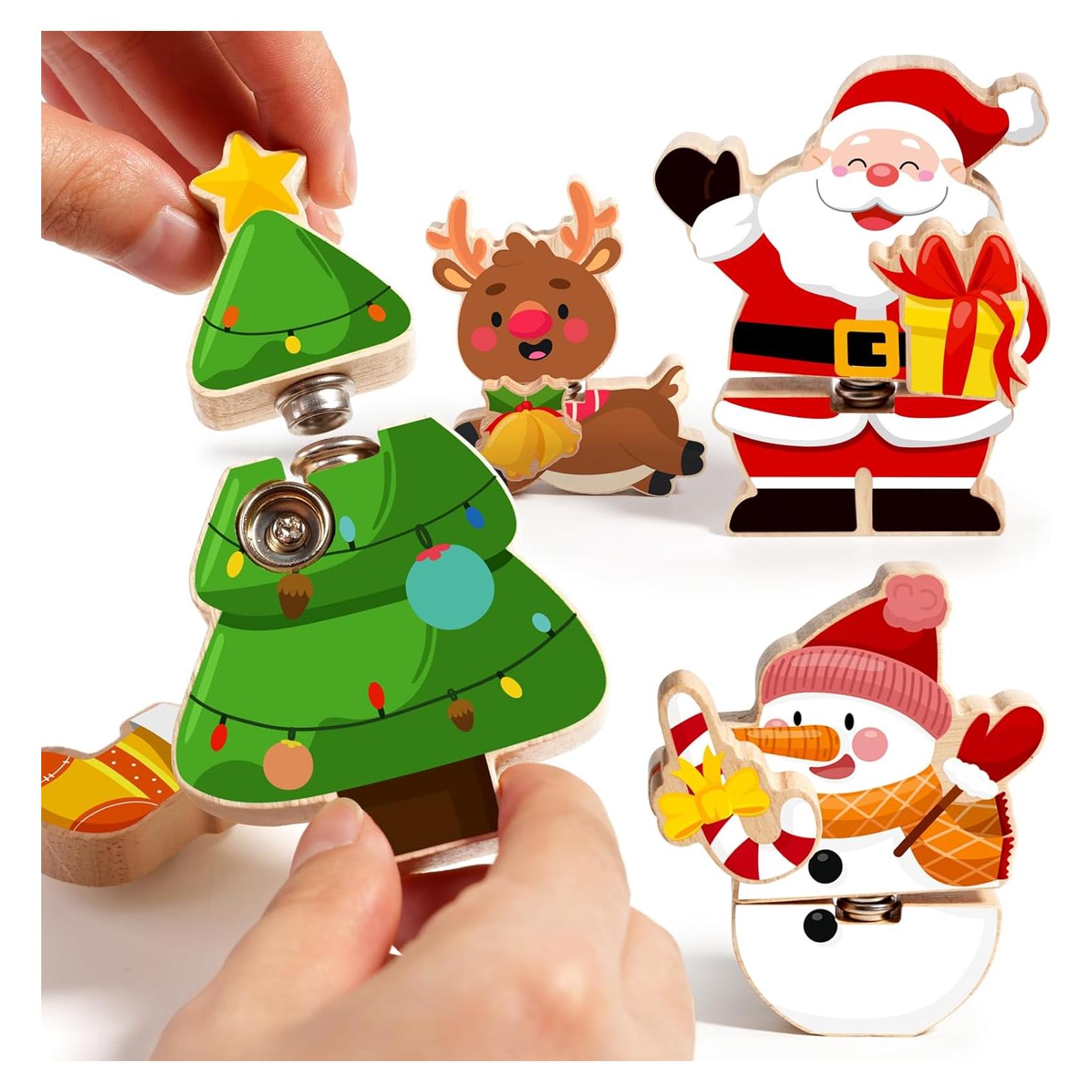 Bloques de Construcción de Madera HUZU Navidad 3D para Niños