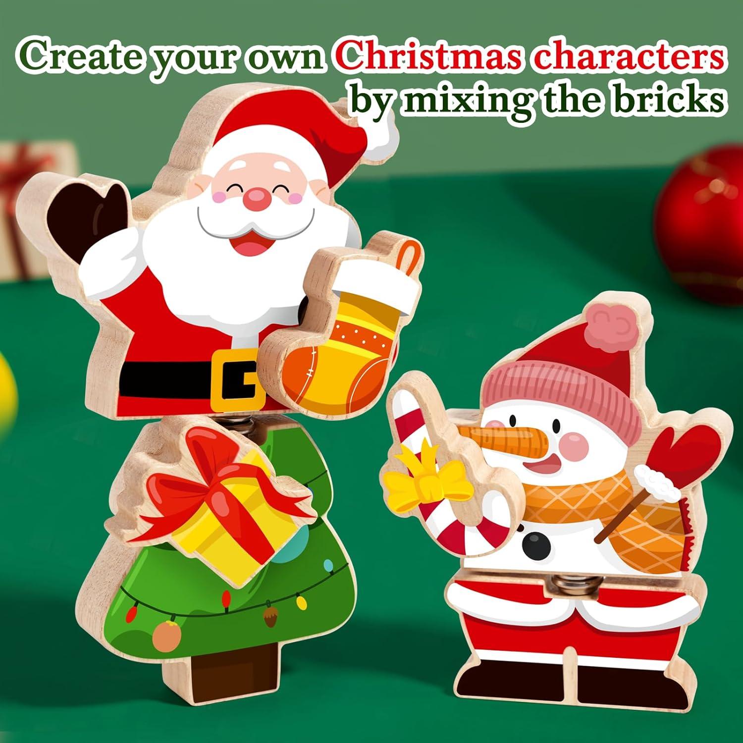 Bloques de Construcción de Madera HUZU Navidad 3D para Niños